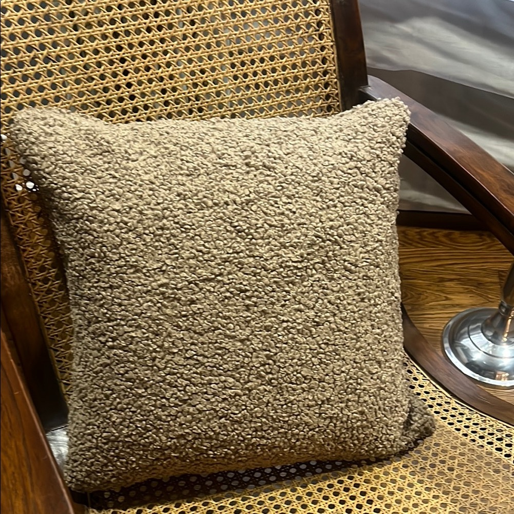 Cozy Tan Sherpa Throw Pillow